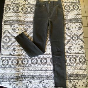 Madewell jeans 11” high rise skinny black jeans size 24 0 raw hem